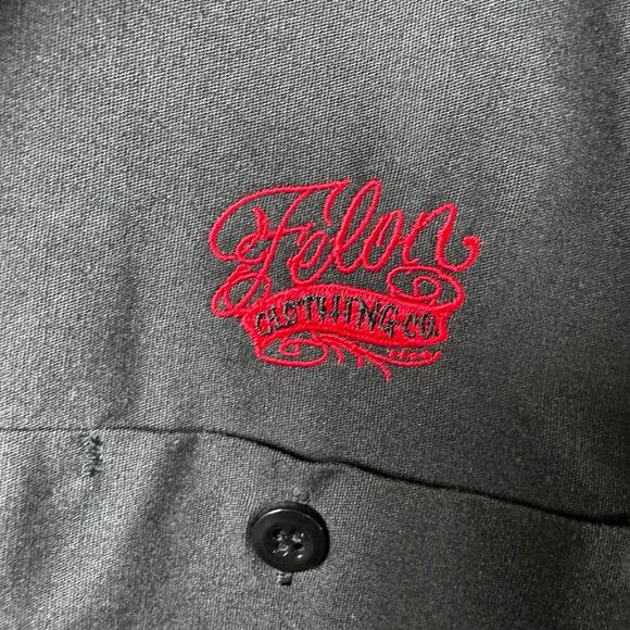 Felon Clothing Co. Short Sleeve Black Work Shirt Button-Up Men’s L Graphic Art - Picture 3 of 10